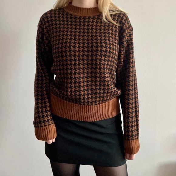 Eaton Sweaters - Vintage Drop Shoulder Houndstooth Jumper (M)
